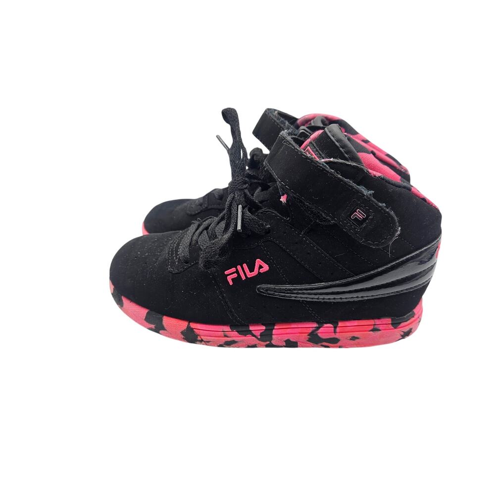 FILA Girls Black & Pink Hi-Top Sneaker Size 3‎
